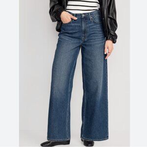 Old Navy Extra high rise baggy wide leg Dark Blue Jeans 6